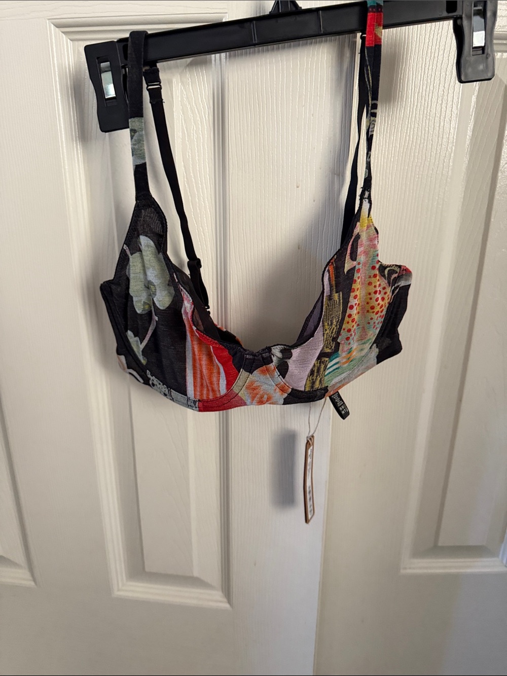 NWT SKIMS Print Underwire Bra in Black Multi